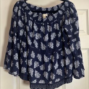 33. Michael Kors Navy Leaf Print Bell Sleeves